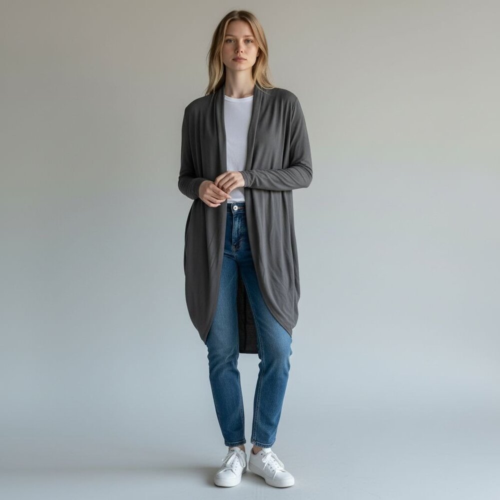 Banana Republic Stretch‎ XS Open Front Drape Cardigan Gray Lightweight GUC